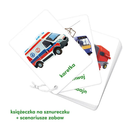 CzuCzu Karty obrazkowe na sznureczku Pojazdy 12m+