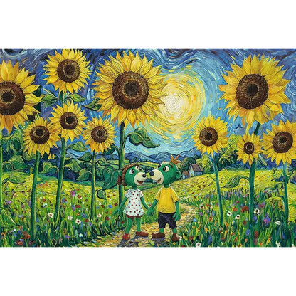 Puzzle Rodzina Treflików, Inspired By Art 100 el. Spacer wśród słoneczników