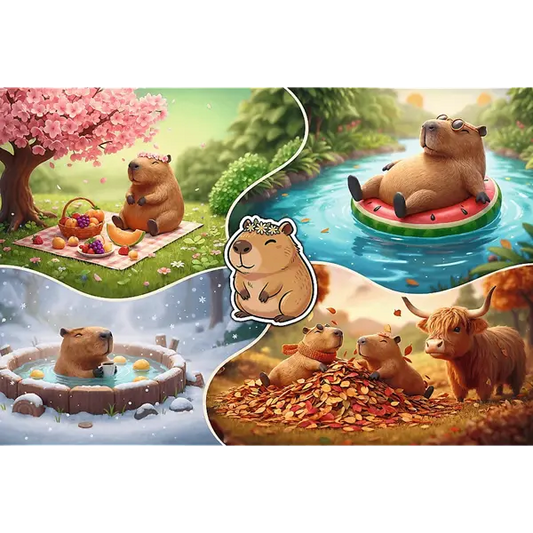 Puzzle 300 el. Cztery pory roku z kapibarami
