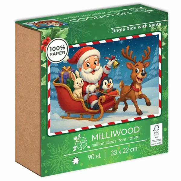 Milliwood Puzzle 90 elementów - Jingle Ride with Santa