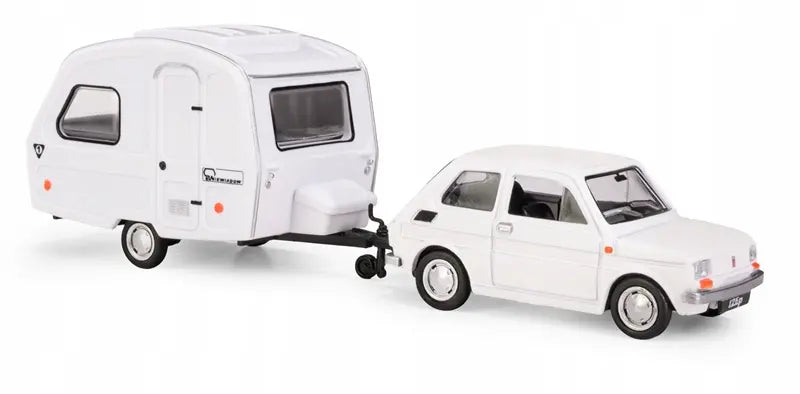 Zestaw Fiat 126p + przyczepa Niewiadów N126 - biały