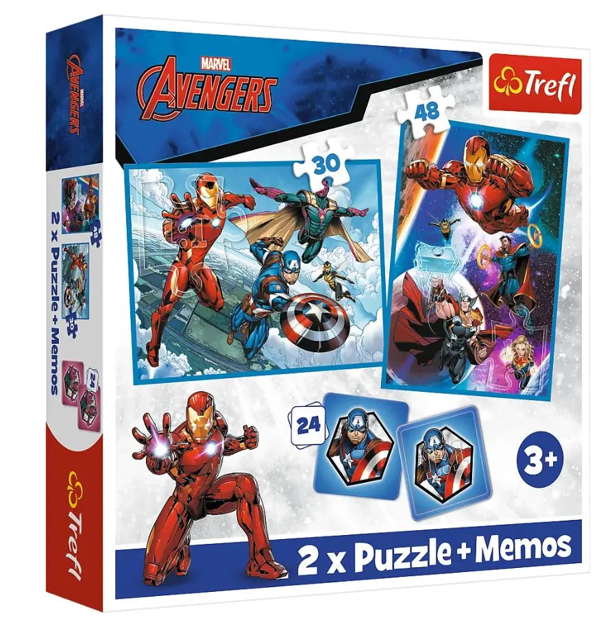 Puzzle 2w1 + memos bohaterowie w akcji: avengers