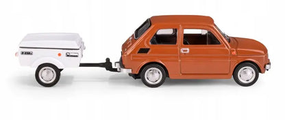 Zestaw Fiat 126p + przyczepa Niewiadów N250C - brązowy