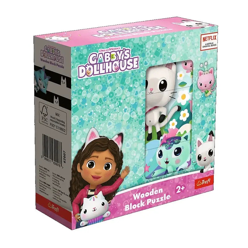 Drewniane klocki puzzle - Koci Domek Gabby