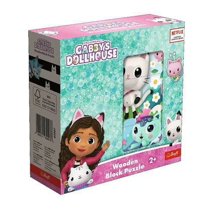 Drewniane klocki puzzle - Koci Domek Gabby