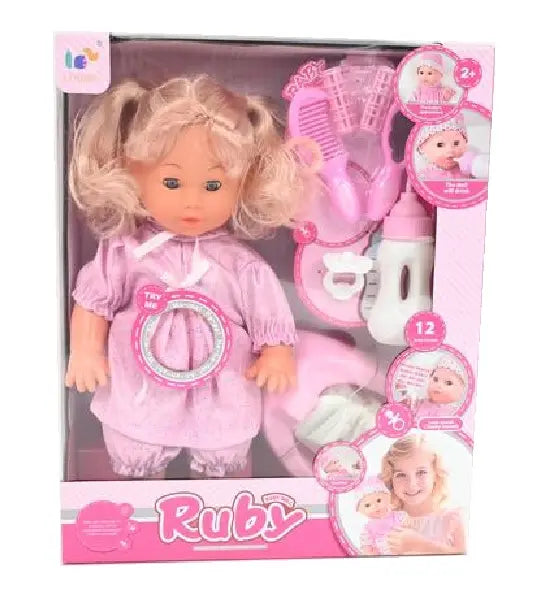 Lalka Ruby, 35cm, Akcesoria, 12 Dźwięków, Pije, Siusia