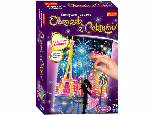 Cekinowy obrazek wieczór w paryżu