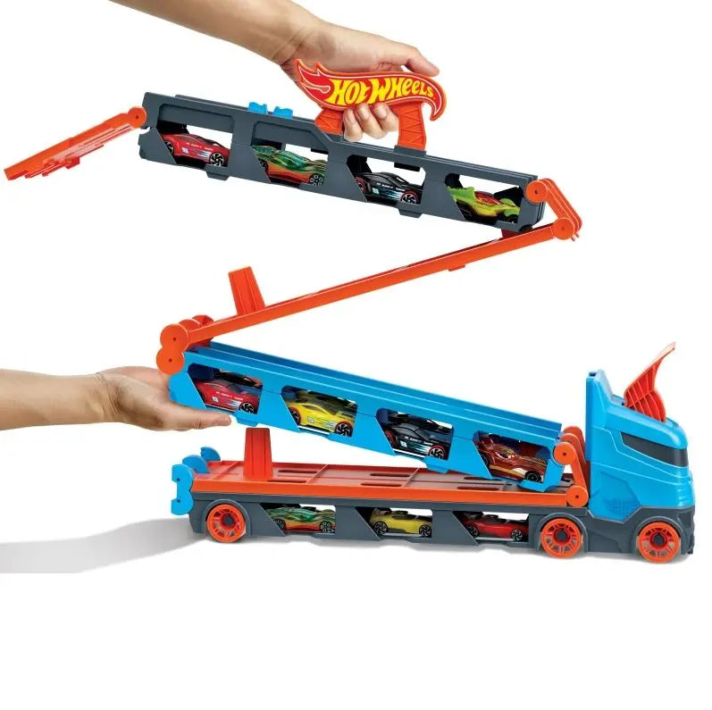 Hot Wheels City Mega długi transporter 2w1 + autka