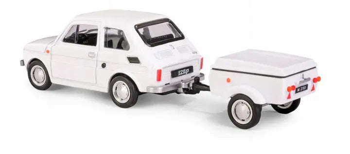 Zestaw Fiat 126p + przyczepa Niewiadów N250C - biały