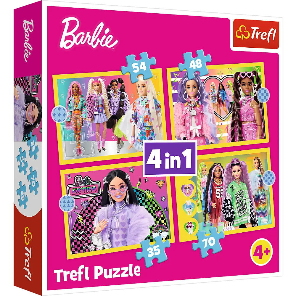 Puzzle 4w1 wesoły świat barbie
