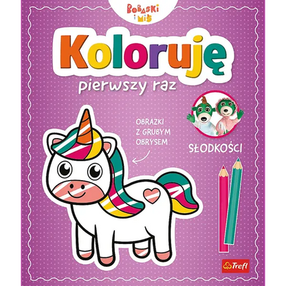 Książka aktywizująca Bobaski i Miś, Koloruję pierwszy raz. Słodkości