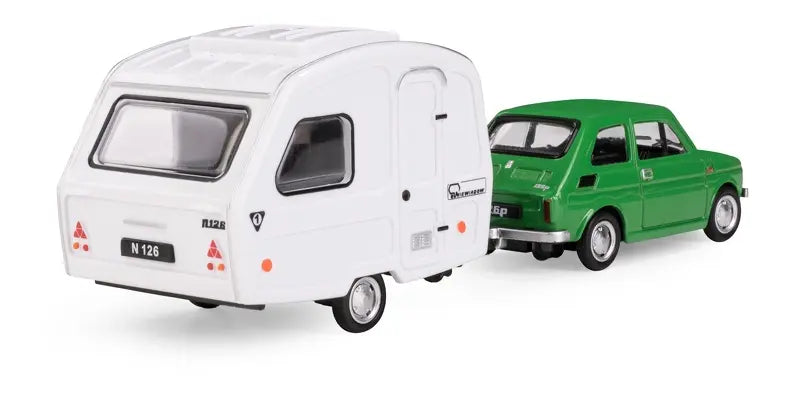 Fiat 126p + przyczepa kempingowa Niewiadów K-608 zielony