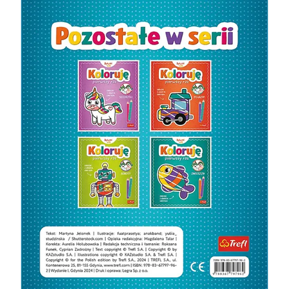 Książka aktywizująca Bobaski i Miś, Koloruję pierwszy raz. Dinozaury