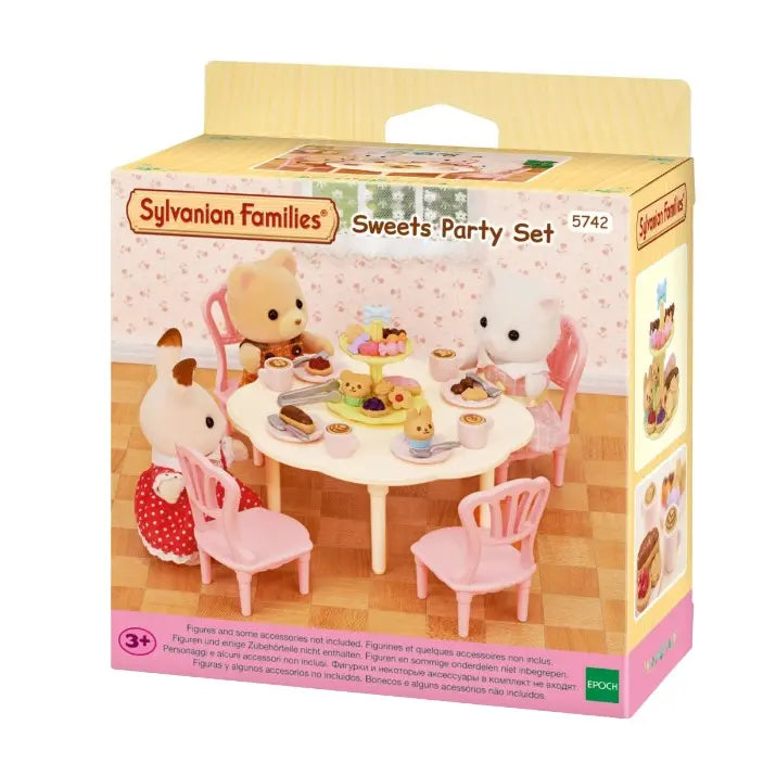 Sylvanian Families stół, krzesła i mnóstwo słodkości