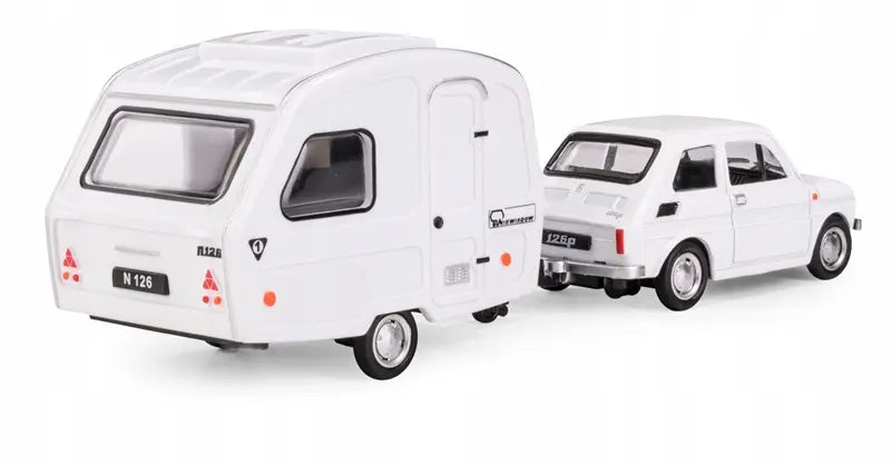 Zestaw Fiat 126p + przyczepa Niewiadów N126 - biały