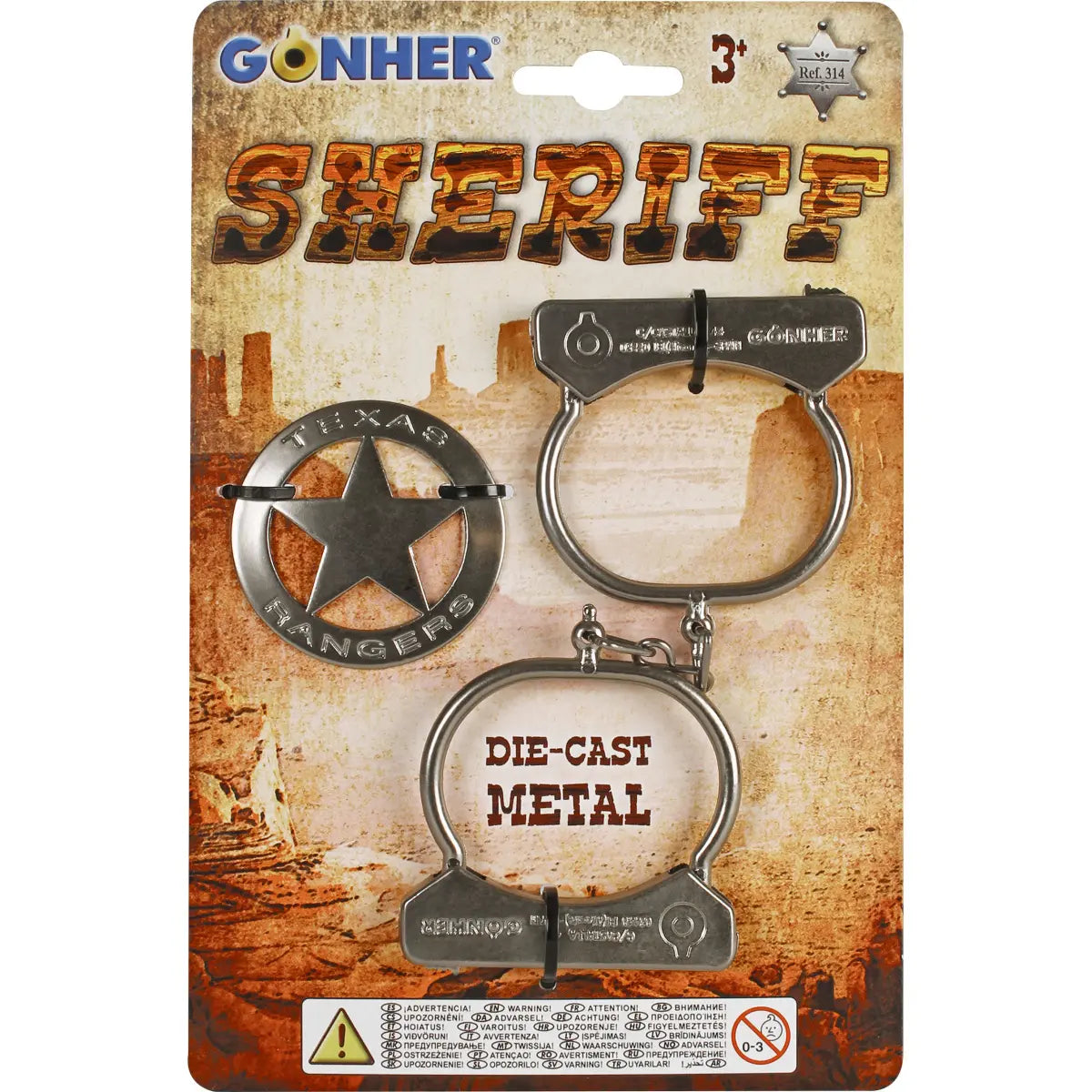 Kajdanki + metalowa odznaka szeryfa