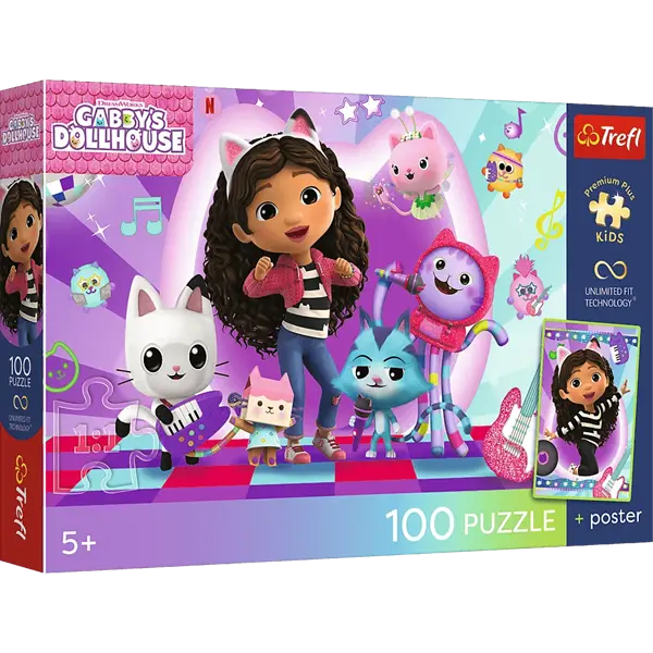Puzzle Premium Plus Kids, Koci Domek Gabi 100 el. Kolorowy koci świat