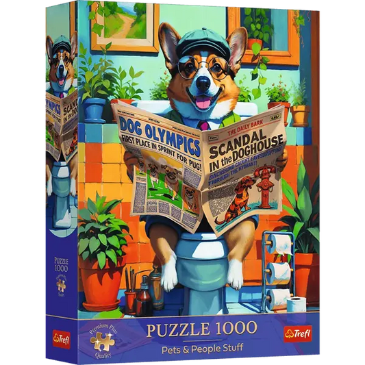 Puzzle Pets and People Stuff 1000 elementów - Corgi w Toalecie