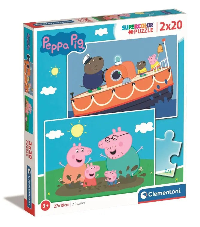 Puzzle 2x20 Super Kolor Świnka Peppa