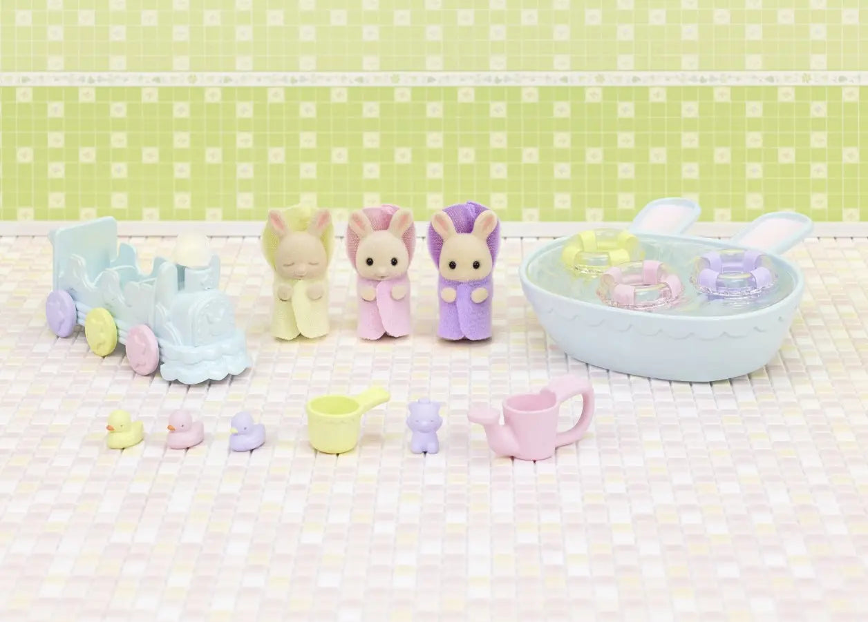 Sylvanian families kąpiel trojaczków