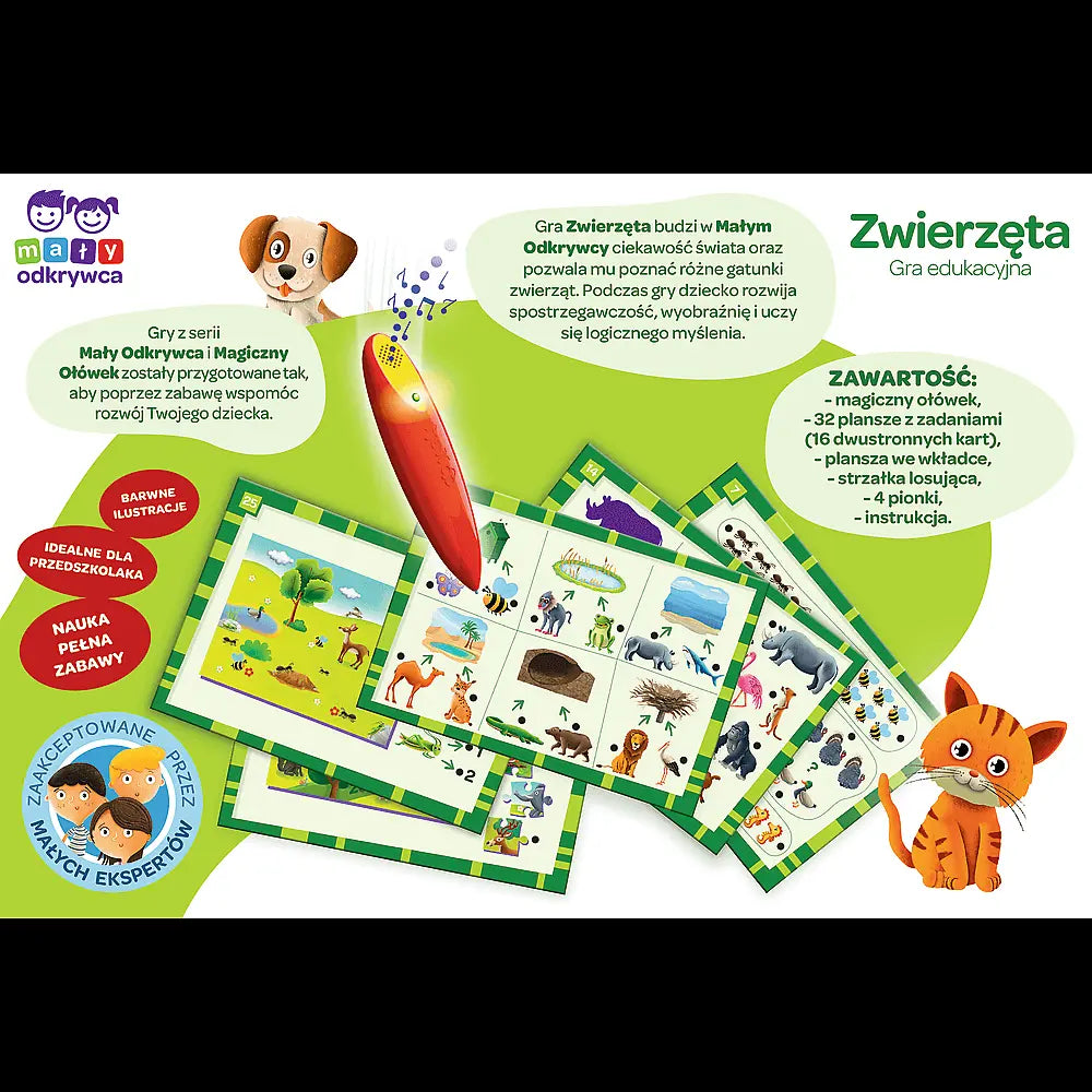 Mały odkrywca gra zwierzęta magiczny ołówek