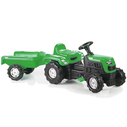 Traktor na pedały z przyczepą, zielony