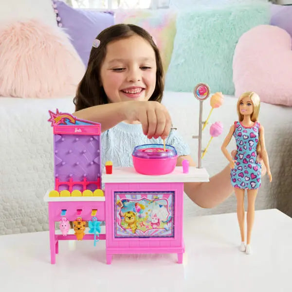 Barbie Malibu, stoisko z grą i watą cukrową