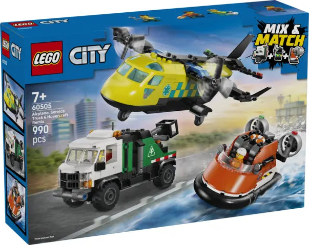 Lego City - Zestaw z samolotem, ciężarówką serwisową i poduszkowcem