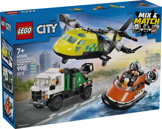 Lego City - Zestaw z samolotem, ciężarówką serwisową i poduszkowcem
