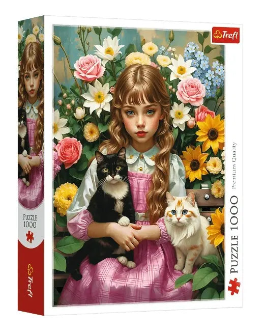 PUZZLE 1000 Dziewczynka z kotami 10976