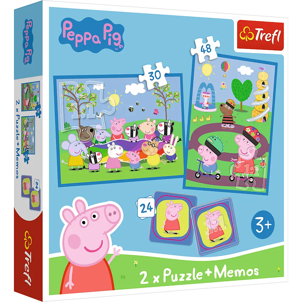 Puzzle 2w1 + memos Radosne chwile ze Świnką Peppą