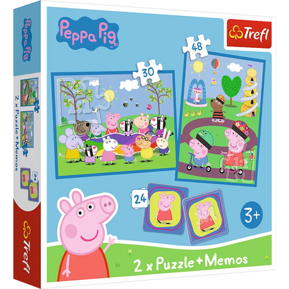 Puzzle 2w1 + memos Radosne chwile ze Świnką Peppą