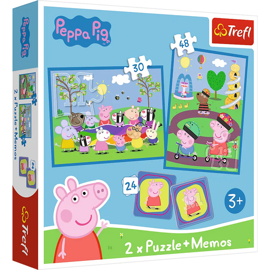Puzzle 2w1 + memos Radosne chwile ze Świnką Peppą