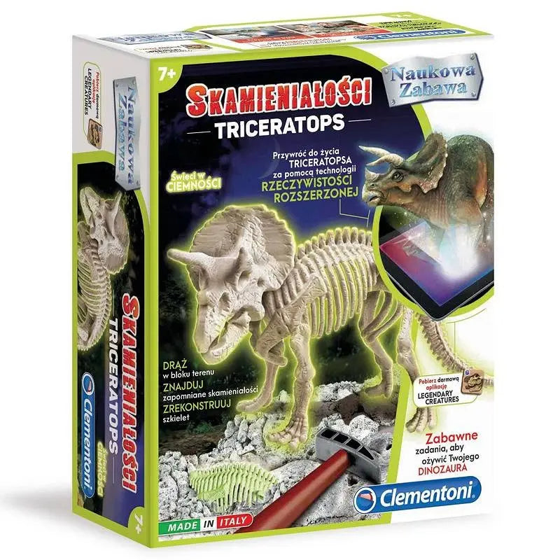Naukowa zabawa skamieniałości fluorescencyjny triceratops