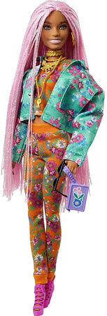Barbie Extra Moda lalka różowe włosy GXF09  GXF09