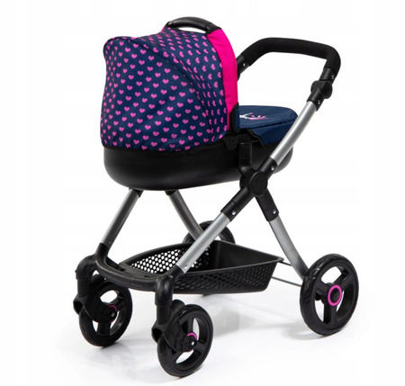 BAYER Stylowy wózek dla lalek granatowo-różowy 12654AA 12654AA