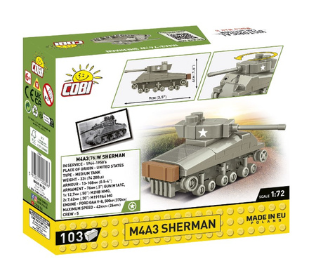 COBI HC WWII czołg M4A3 Sherman 103 elementy 3089