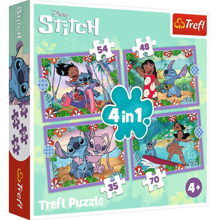 Puzzle 4w1 Szalony dzień Lilo i Stitch 34633