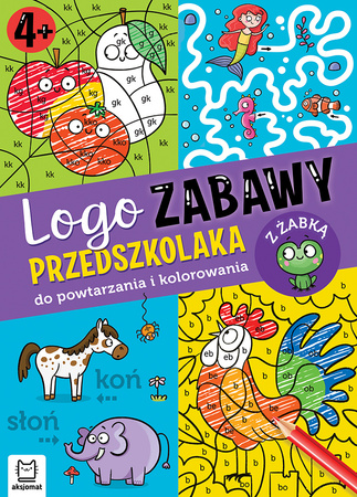 Logo zabawy przedszkolaka. Do powtarzania i kolorowania z żabką T7580