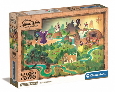 Clementoni puzzle 1000 elementów Compact - Story Maps Królewna Śnieżka 39814