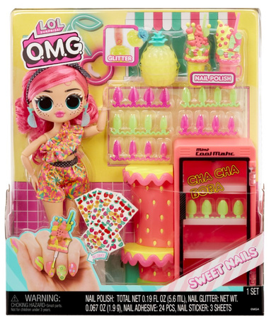 MGA L.O.L. Surprise lalka + zestaw do paznokci OMG Sweet Nails-Pinky 503842