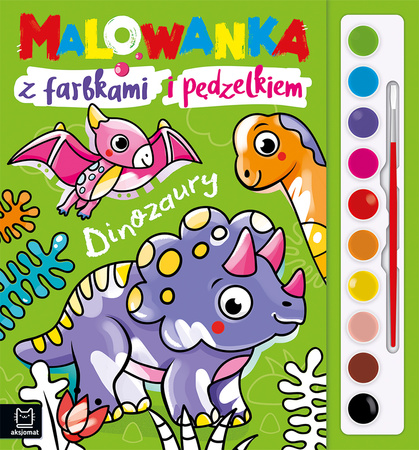 Malowanka z farbkami i pędzelkiem. Dinozaury 3977