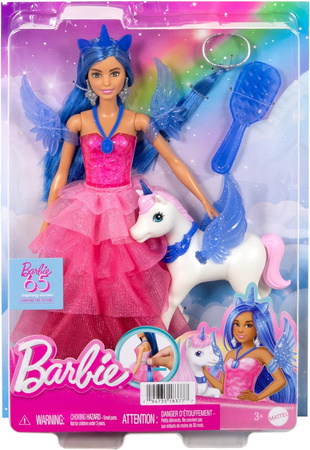 Barbie Sapphire Skrzydlaty jednorożec Lalka 65 rocznica HRR16