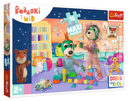 Puzzle 15 MAXI Wesoły świat Bobasków - Dobranoc, Trefliki na noc 14332