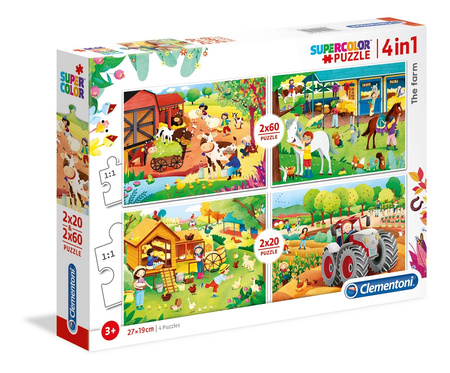 CLEMENTONI Puzzle 2x20 + 2x60 4w1 Farma 21304 21304