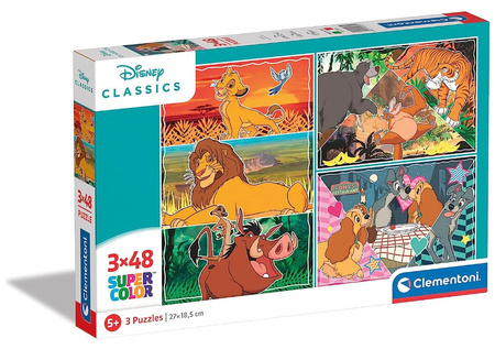 Puzzle 3x48 elementów SuperKolor Zwierzęta Disney 25285