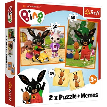 Puzzle 2w1 + memos Bing z przyjaciółmi 93332