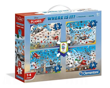CLEMENTONI Puzzle 4 szt + Gra gdzie to jest? Planes 12021 12021