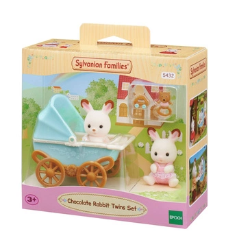 Sylvanian Zestaw z bliźniakami królików z czekoladowymi uszkami i wózek dziecięcy 5432