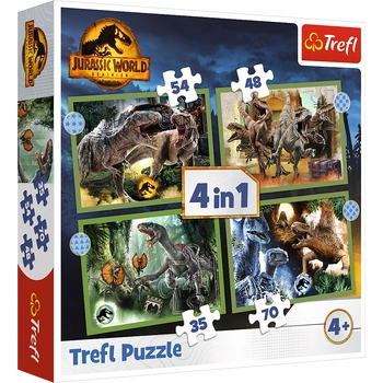 Puzzle 4w1 Groźne dinozaury Jurassic World 34607